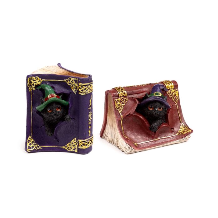 Figurka -Księga zaklęć z czarnym kotem