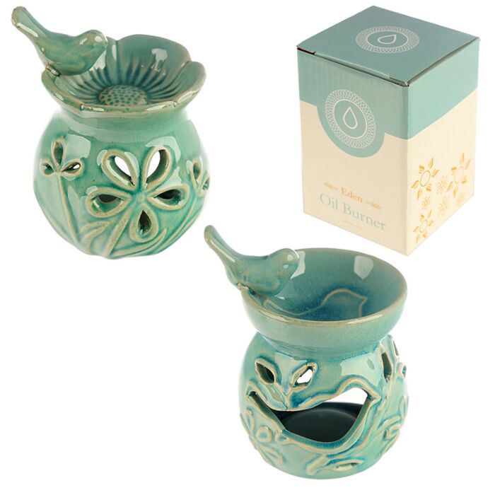 Ceramiczny kominek zapachowy - Fontanna dla ptaków z kwiatami