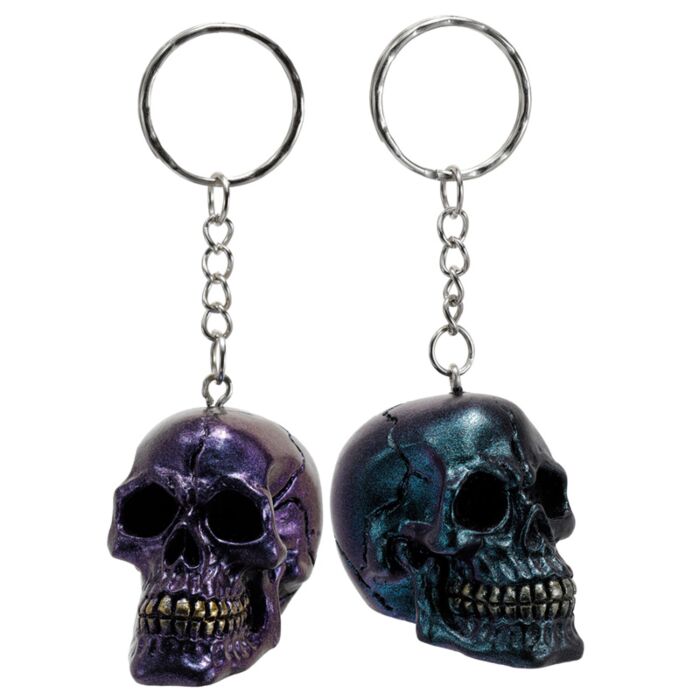 Brelok do kluczy  -Skulls and Roses - Metaliczno-złota Czaszka