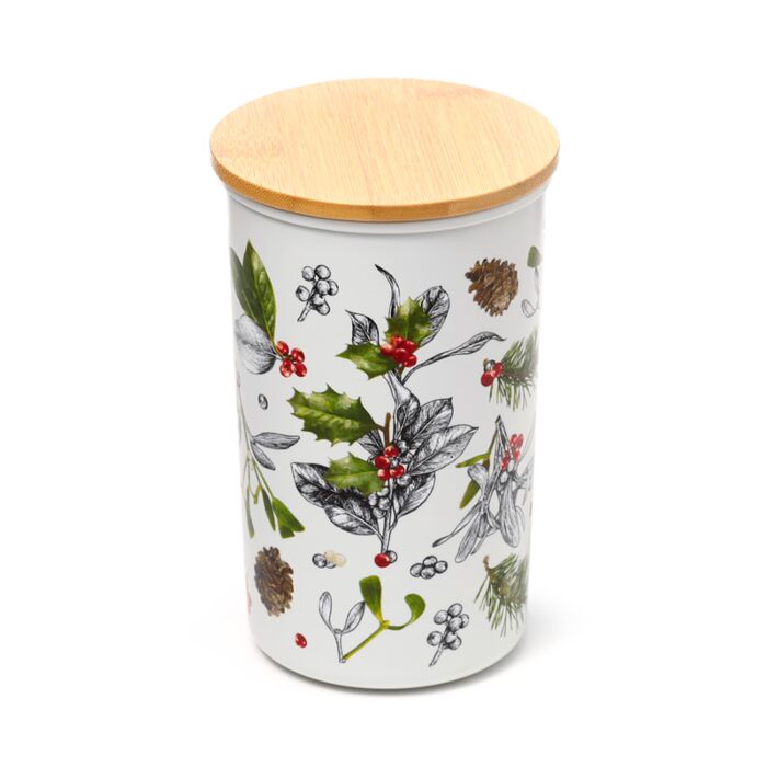 Świąteczne zimowe produkty botaniczne RPET i bambusowy słoik do przechowywania