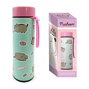 Butelka termiczna ze stali nierdzewnej z termometrem - Pusheen