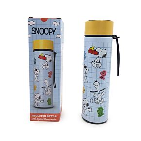 Butelka termiczna ze stali nierdzewnej z termometrem - Peanuts Snoopy & Woodstock