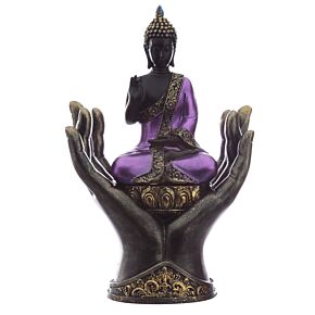 Ozdoba 'Purpurowo-czarny Tajski Budda' Budda w dłoniach