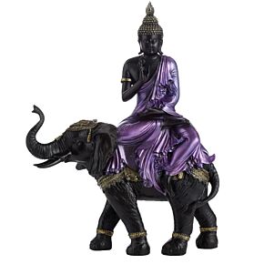 Figurka Tajski Budda fioletowo-złoto-czarny "Budda na słoniu"