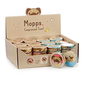Ręcznik podróżny Skompresowany mały – "Pies Mops"