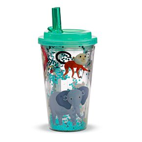 Kubek plastikowy z podwójnymi ściankami i słomką - Zooniverse