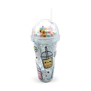 Kubek z podwójnymi ściankami, słomką i zawieszkami - Bubble Tea -  Foodiemals