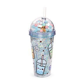 Kubek z podwójnymi ściankami, słomką i zawieszkami - Bubble Tea -  Foodiemals