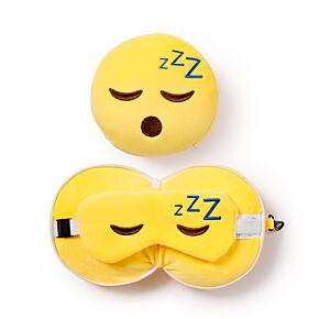Poduszka podróżna i maska na oczy – Śpiąca Emotikonka - Relaxeazzz