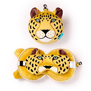 Pluszowa poduszka podróżna i maska na oczy  – Leopard