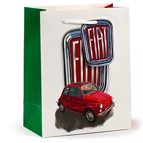 Torba na prezent - Fiat 500 czerwono-biały - rozmiar M