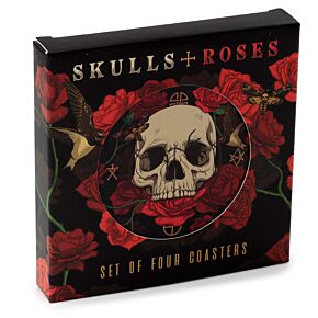 Podkładki pod kubek Zestaw 4 - Skulls and Roses ’ Czaszki i róże’