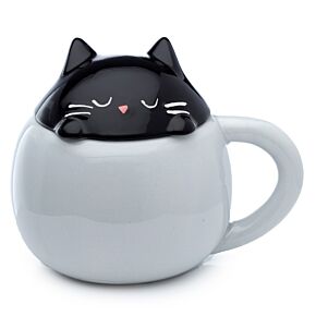 Ceramiczny kubek z przykrywką w kształcie głowy kota "Kot Feline Fine"
