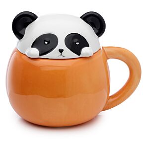 Kubek ceramiczny z przykrywką w kształcie głowy pandy "Adoramals - Panda"