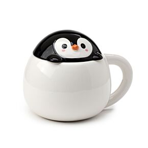 Kubek ceramiczny z wieczkiem Peeping  - Pingwin