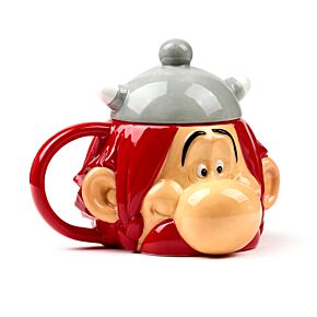 Kubek ceramiczny w kształcie głowy Obelix z pokrywką kapelusza