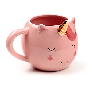 Kubek ceramiczny w kształcie różowego zaczarowanego tęczowego jednorożca