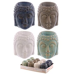 Mały Ceramiczny Popękany Palnik Olejowy - Głowa Buddy
