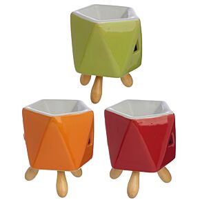 Ceramiczny podgrzewacz olejków na drewnianych nóżkach "Eden" - różne kolory