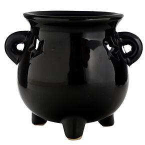 Ceramiczny podgrzewacz olejków w kształcie kociołka "Eden" - duży, czarny