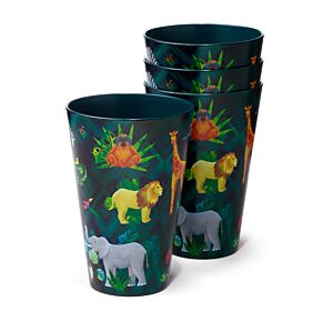 Kubki piknikowe 450ml plastikowe z recyklingu zestaw 4 – Animal Kingdom