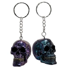 Brelok do kluczy  -Skulls and Roses - Metaliczno-złota Czaszka