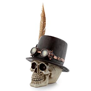 Ozdoba "Czaszka w stylu Steampunk w cylindrze z piórkiem"