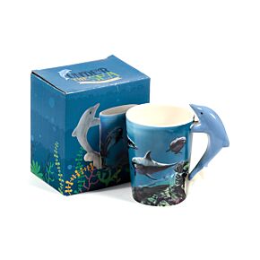 Kubek ceramiczny z uchwytem w kształcie Delfina