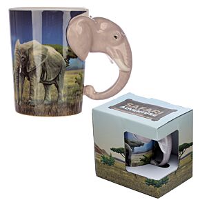 Kubek ceramiczny w kształcie słonia z nadrukiem Sawanny