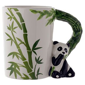 Kubek ceramiczny w kształcie pandy z bambusowym nadrukiem