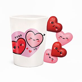 Kubek ceramiczny - uchwyt w kształcie serduszek - Adoramals