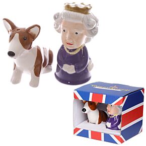 Solniczka i pieprzniczka - Królowa i Corgi