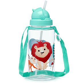 Butelka na wodę dla dzieci plastikowa 450ml ze słomką -  Zooniverse