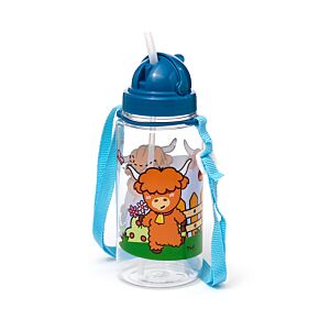 Butelka na wodę dla dzieci plastikowa 450ml ze słomką - Adoramals Highland Coo