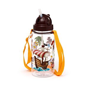 Butelka na wodę dla dzieci plastikowa 450ml ze słomką- Jolly Rogers Pirate