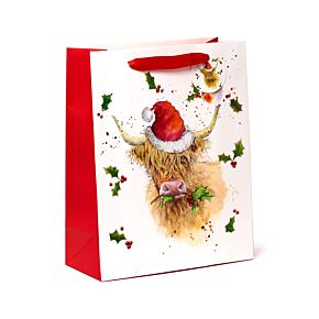 Torba na prezent - Christmas Jan Pashley  Highland Coo - rozmiar L