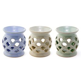 Ceramiczny podgrzewacz olejków z otworami w kształcie łuski rybiej "Eden"