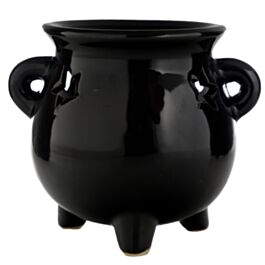 Ceramiczny podgrzewacz olejków w kształcie kociołka "Eden" - duży, czarny