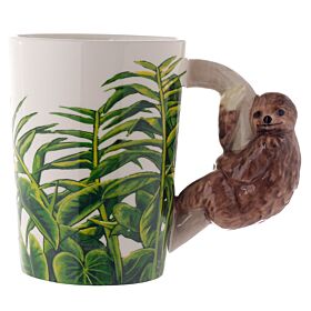 Kubek ceramiczny 'Odkrywca dżungli' z uchem w kształcie leniwca