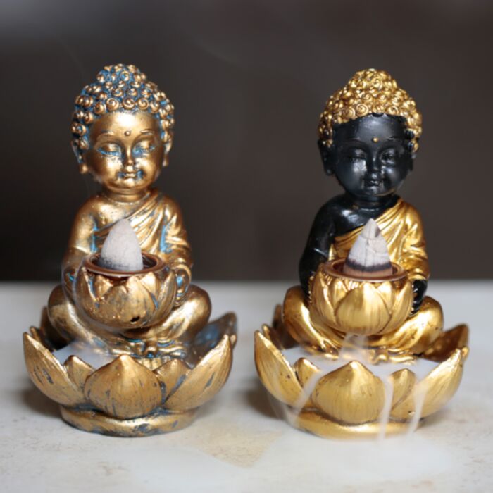 Popielnica na kadzidła z przepływem zwrotnym - Budda - Kwiat Lotosu