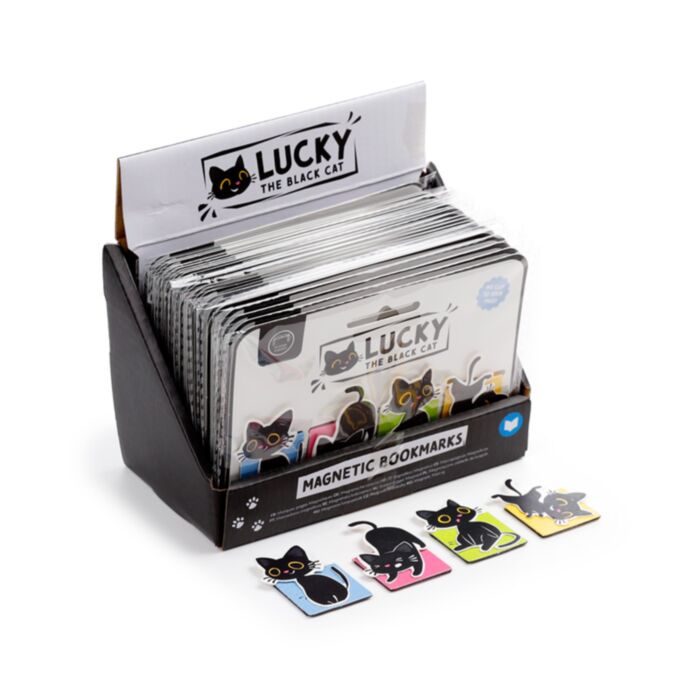 Zakładki magnetyczne do książek z motywem Lucky the Black Cat