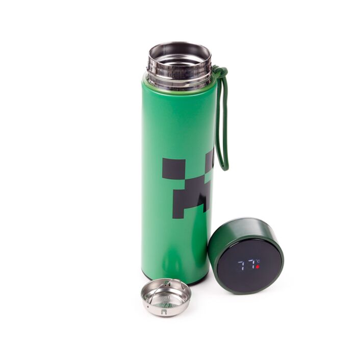 Butelka termiczna ze stali nierdzewnej z termometrem 530ml– Creeper z Minecraft