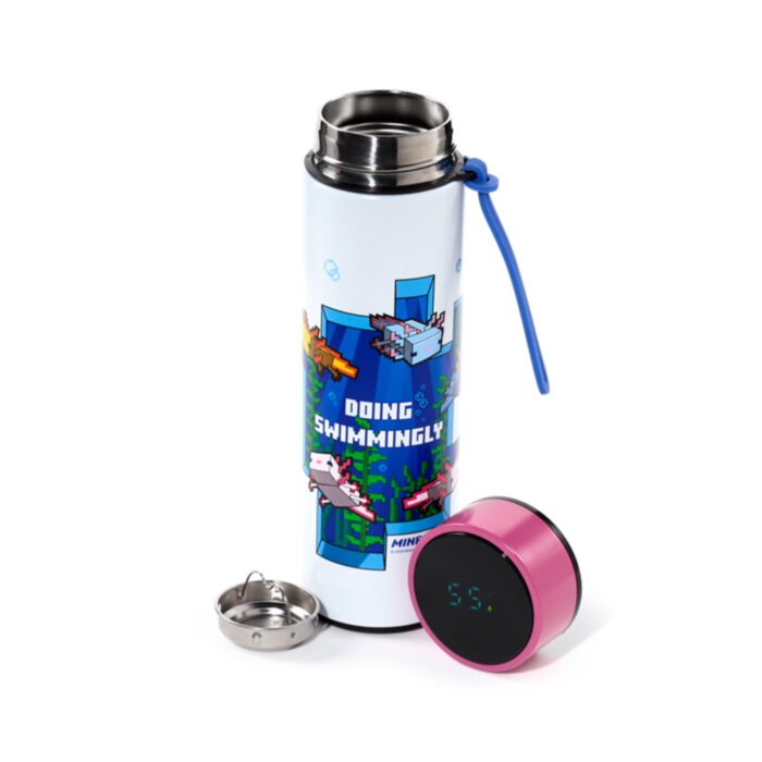 Butelka termiczna o pojemności 450ml z termometrem cyfrowym Minecraft Aksolotl