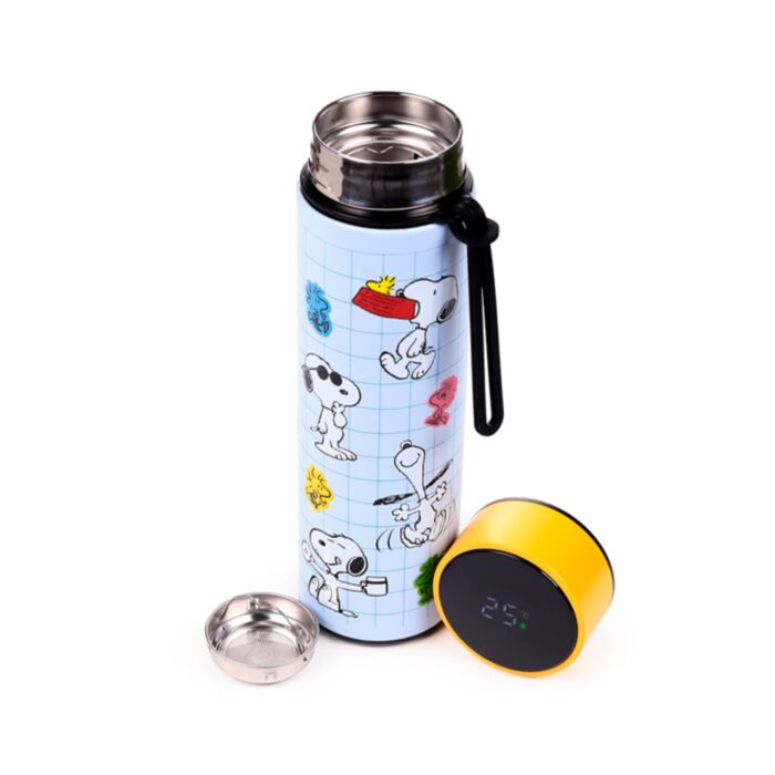 Butelka termiczna o pojemności 450ml z termometrem cyfrowym Peanuts Snoopy & Woodstock