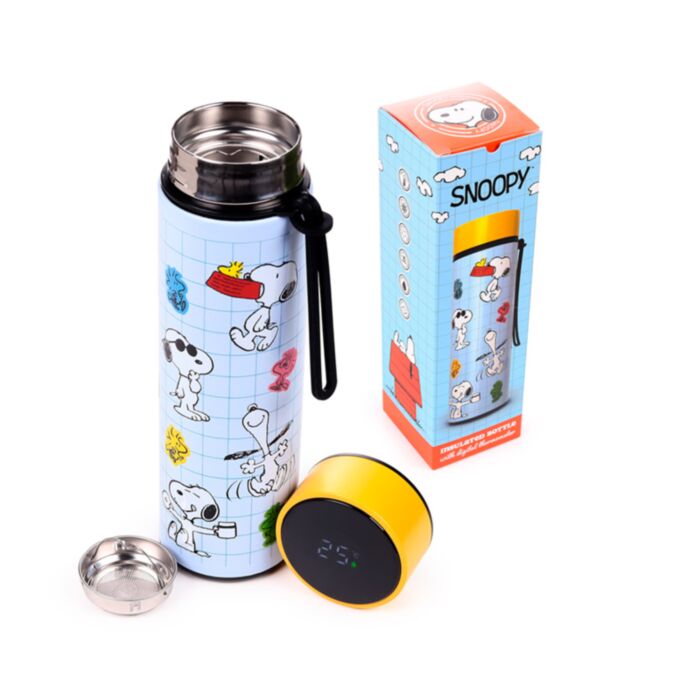 Butelka termiczna o pojemności 450ml z termometrem cyfrowym Peanuts Snoopy & Woodstock