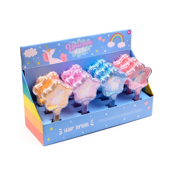 Szczotka do włosów brokatowa, kształt gwiazdy - Unicorn