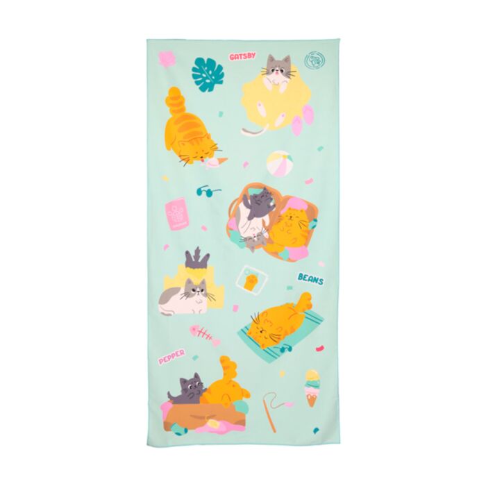 Ręcznik plażowy z mikrofibry z nadrukiem Bean & Co Cats