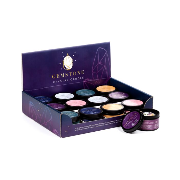 Puszka na świecę z wosku sojowego i kamieniami szlachetnymi