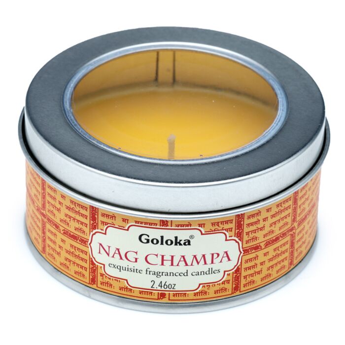 Świeca woskowa w puszce Goloka Nag Champa