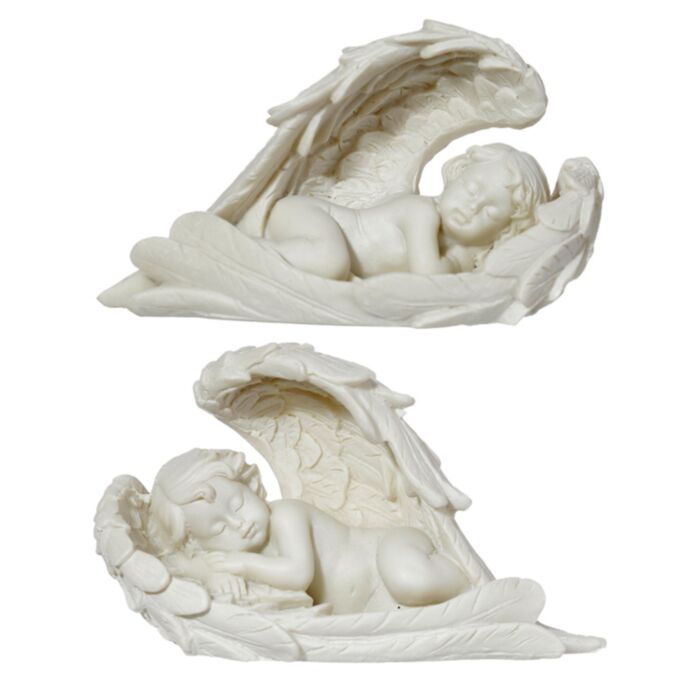 Figurka - śpiący Cherubin - długie skrzydła